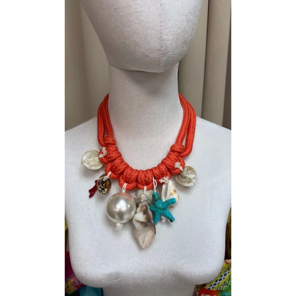 Exaggerated oversize snail shell necklace with sea star earrings set